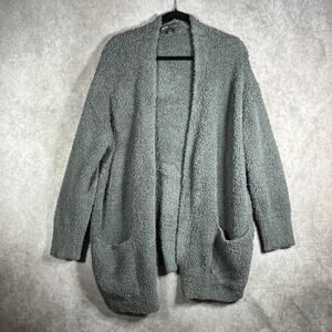 Barefoot Dreams Cozychic Lite Cardigan Sweater Womens S/M Gray Oversized Pockets
